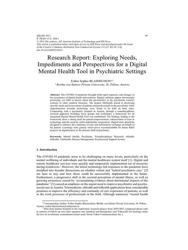 Digital Mental Health Tool Insights | PDF | Psychiatry | Mental Health