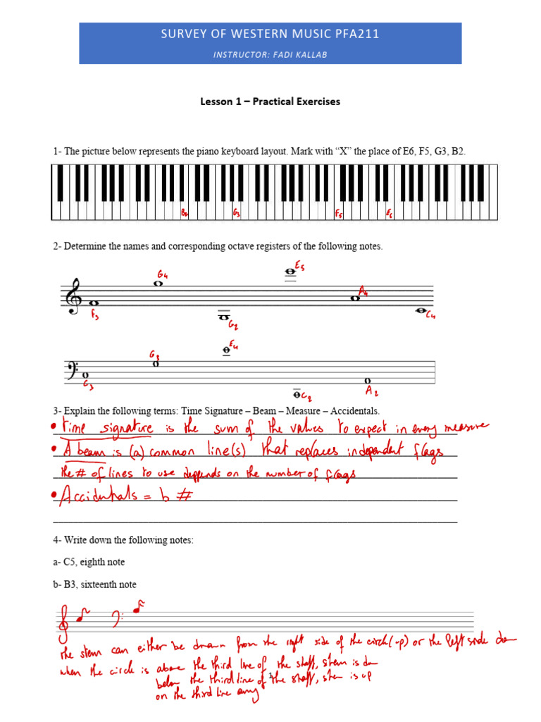 Western Music Survey Exercises | PDF | Tempo | Musical Notation