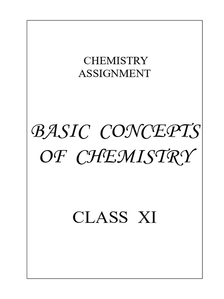 Class XI Chemistry Assignment Solutions | PDF | Mole (Unit) | Chemical ...