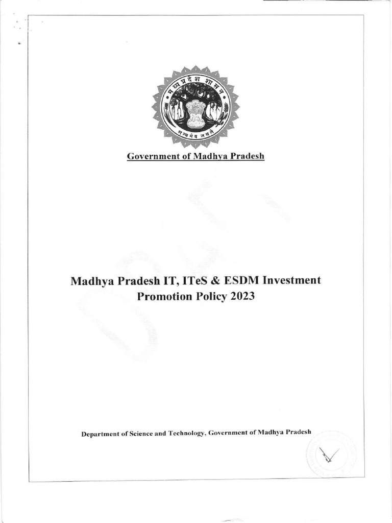 Draft - M.P. IT, ITeS & ESDM Investment Promotion Policy 2023 - For ...