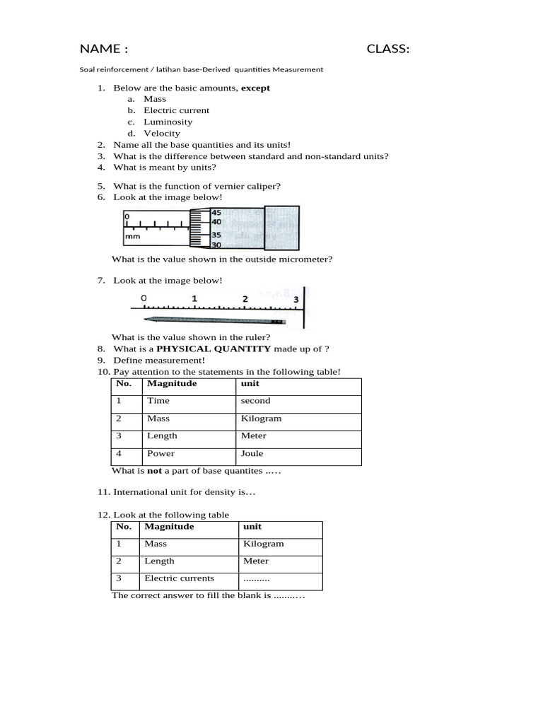 Base and Derived Quantities Measurement Guide | PDF
