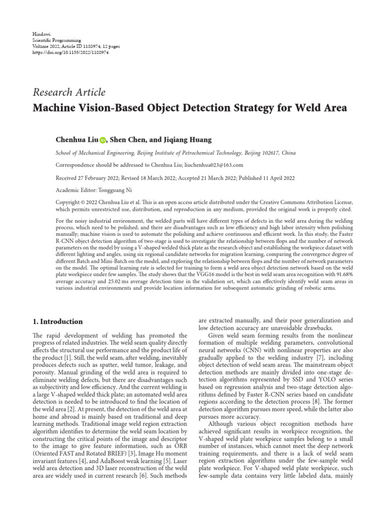 Weld Area Detection Using Machine Vision | PDF | Welding | Construction