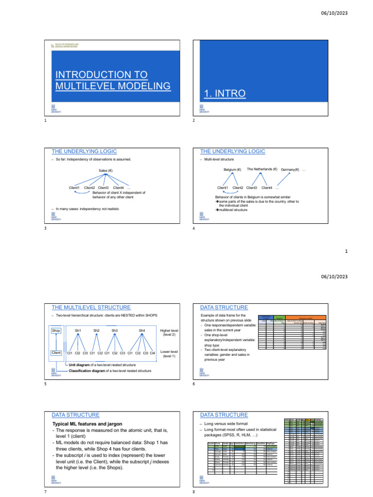 Introduction to Multilevel Modeling | PDF | Mathematical And ...