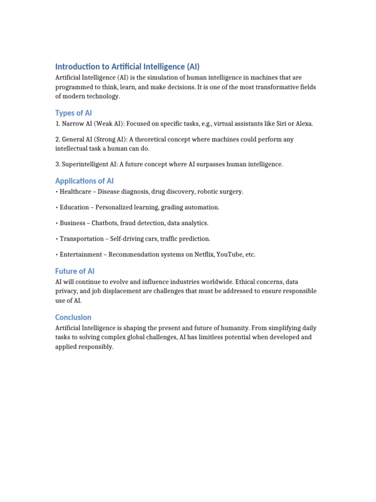 Overview of Artificial Intelligence Types | PDF