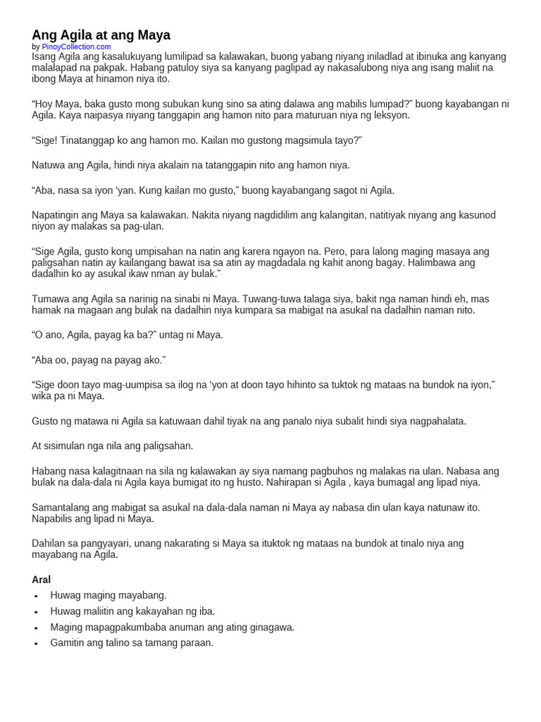 Ang Agila at Ang Maya | PDF