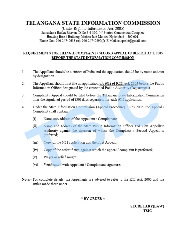 Telangana RTI Complaint Filing Guide | PDF