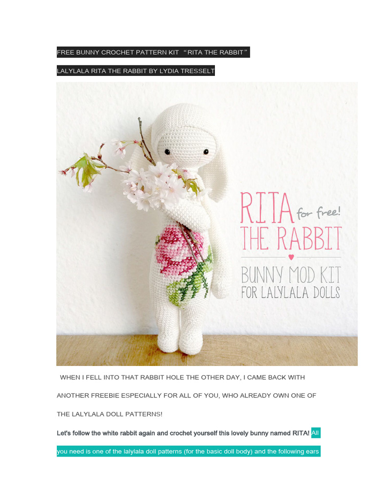 Free Crochet Pattern: Rita the Rabbit | PDF | Crochet | Yarn