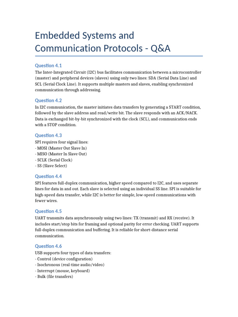 Embedded Systems Communication Protocols QA | PDF | Usb | Wireless Lan