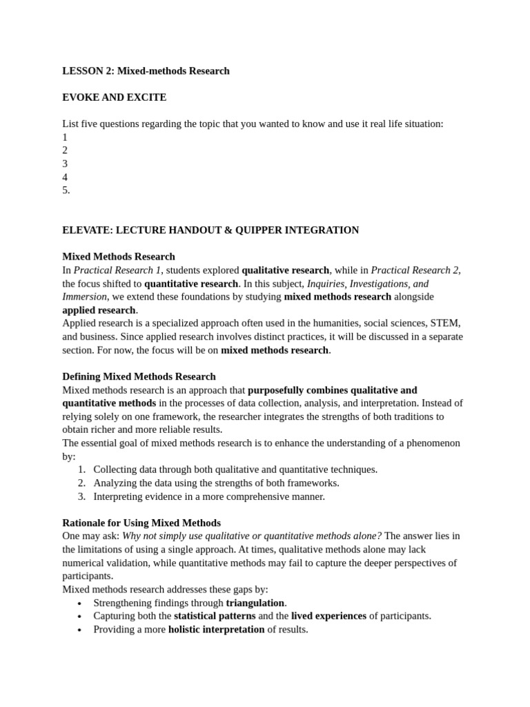 Understanding Mixed Methods Research | PDF | Methodology | Quantitative ...