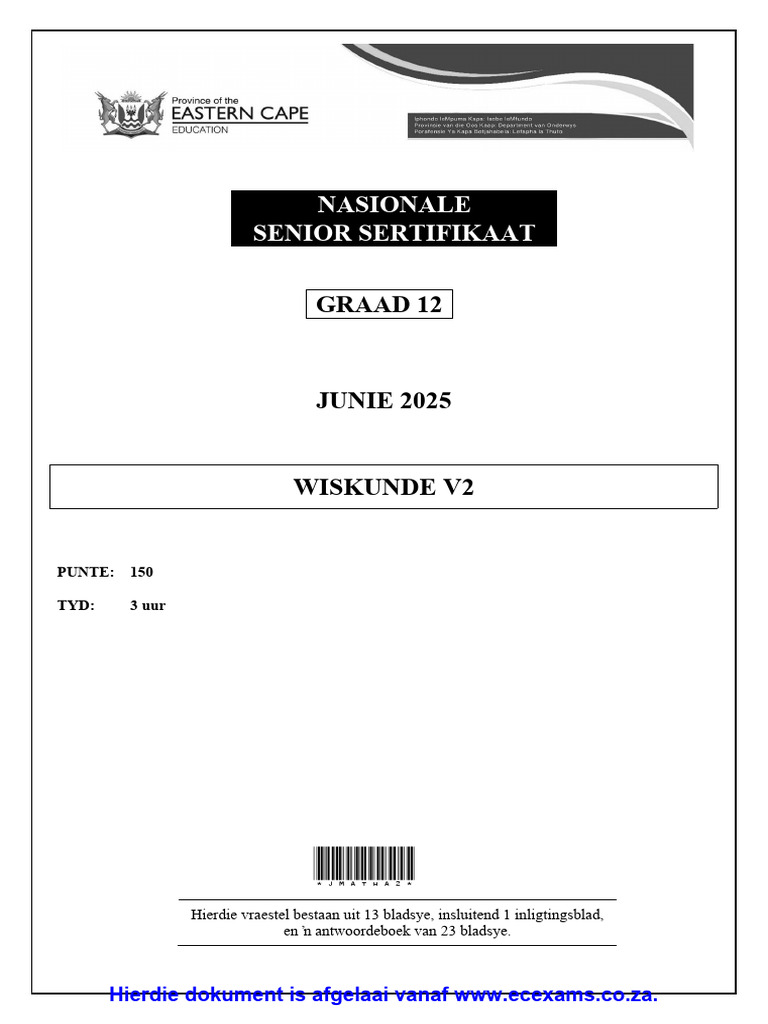 Maths p2 2025 QP 2 Afr D - Watermark | PDF