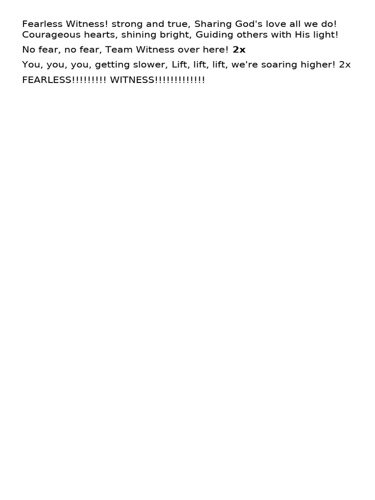 Fearless Witness CHEERING | PDF