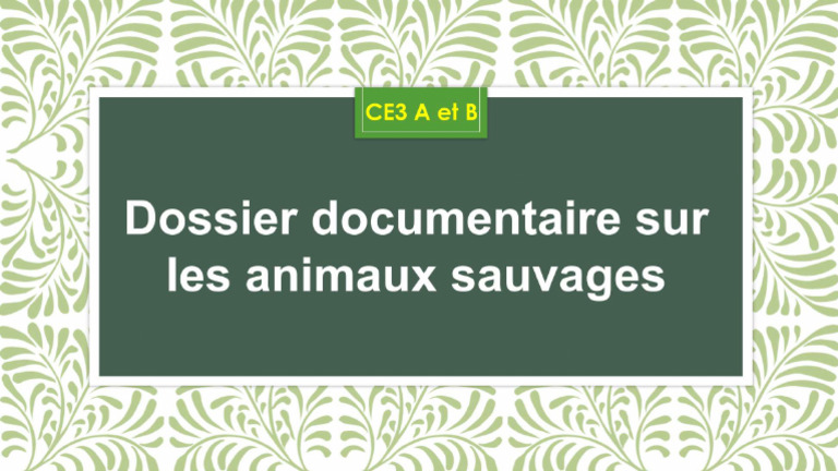 Dossier Documentaire Sur Les Animaux Sauvages | PDF