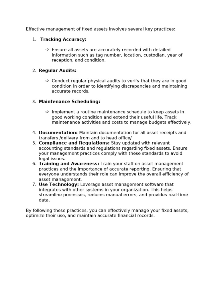 Effective Management of Fixed Assets | PDF