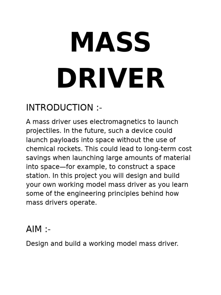 Build Your Own Mass Driver Model | PDF