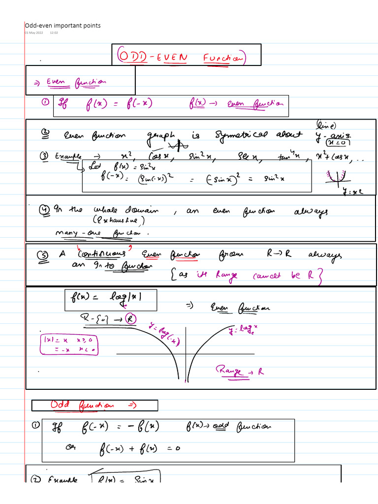 Key Points on Odd-Even Functions | PDF