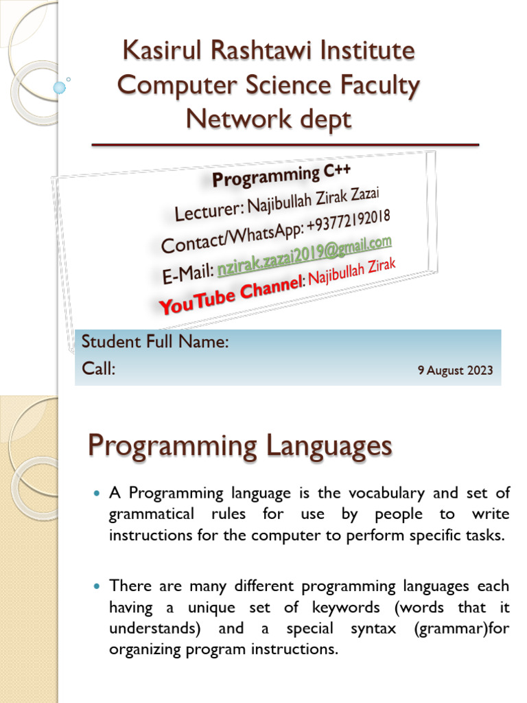 Overview of Programming Languages and C++ | PDF | Data Type | Source Code