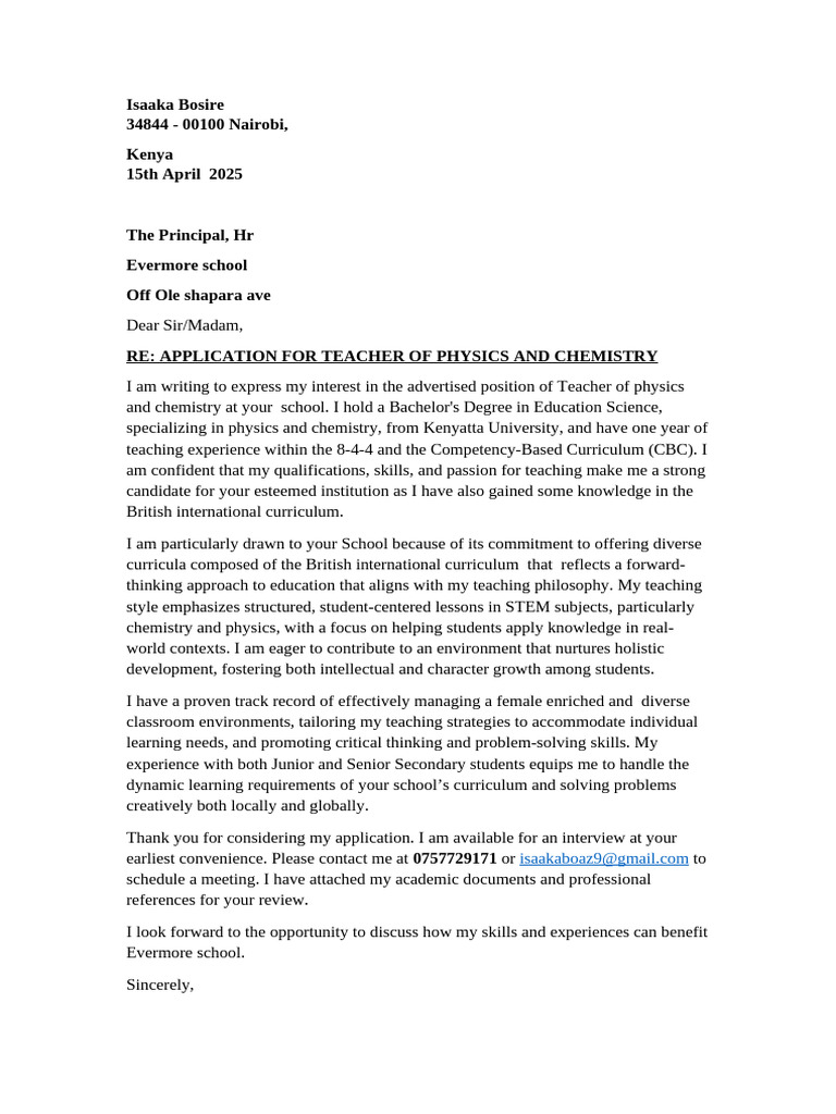 Evermore Application Letter | PDF