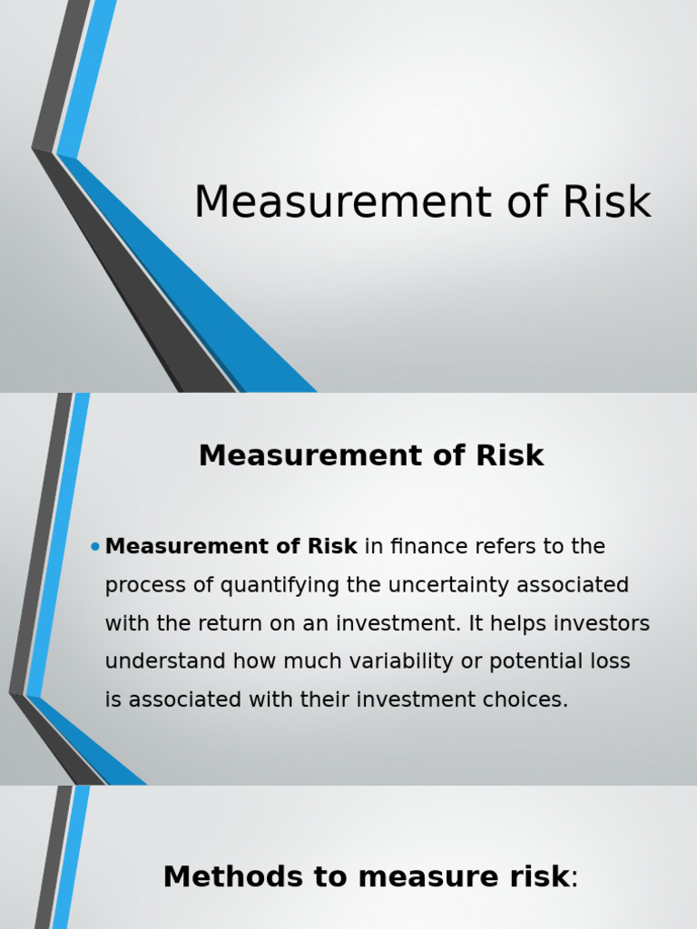 Risk Measurement in Finance | PDF | Standard Deviation | Risk