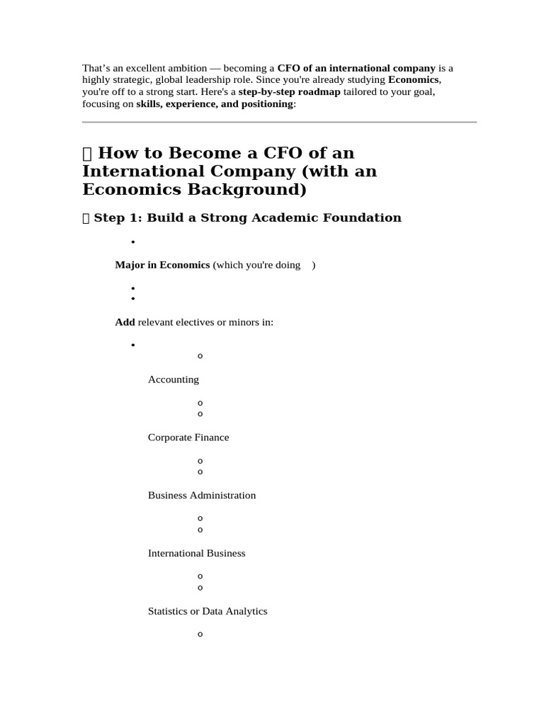 Roadmap to Becoming an International CFO | PDF | Chief Financial ...
