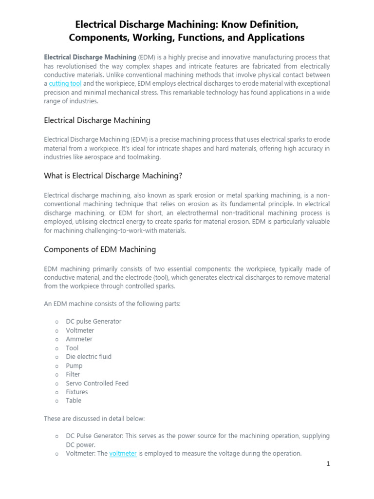 Electrical Discharge Machining | PDF | Machining | Secondary Sector Of ...
