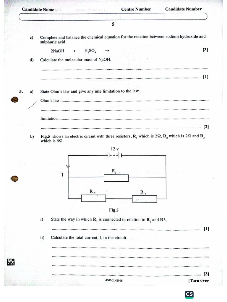 Combined Science..Nov 2018 P2 - 5 | PDF