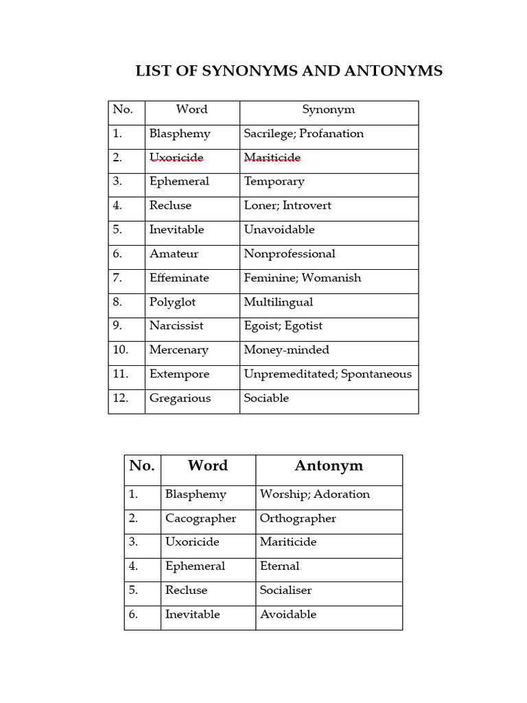 Synonyms-and-Antonyms and Grammar | PDF