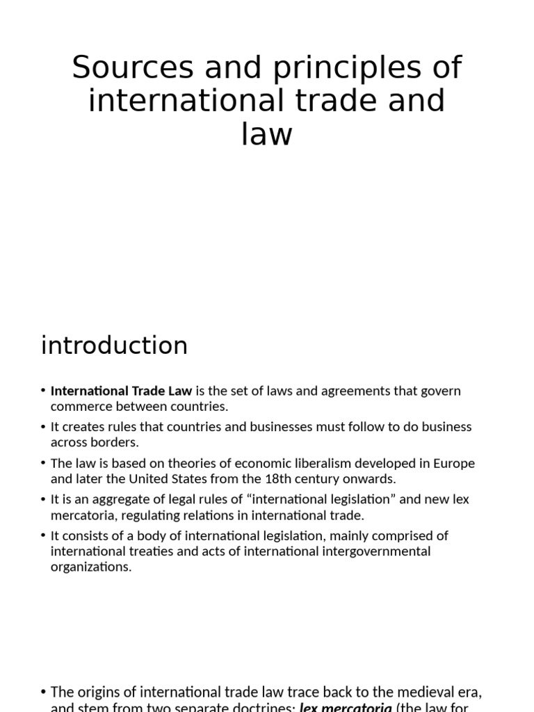 Principles of International Trade Law | PDF | Most Favoured Nation ...