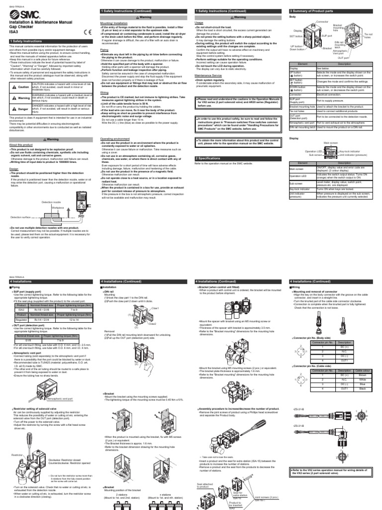 SMC Gap Checker Installation Manual | PDF | Electrical Connector | Screw