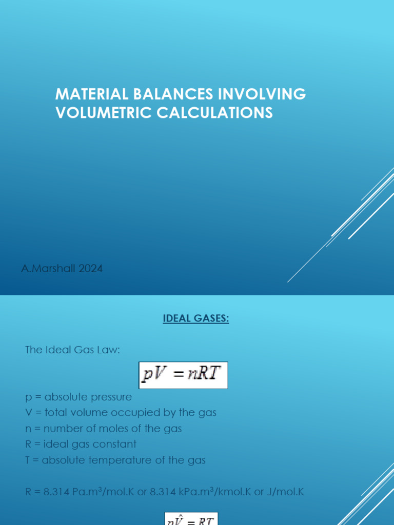 Material Balances and Gas Calculations | PDF | Gases | Mole (Unit)