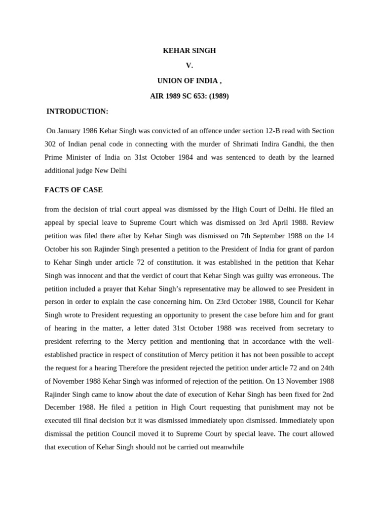 Kehar Singh | PDF | Pardon | Justice