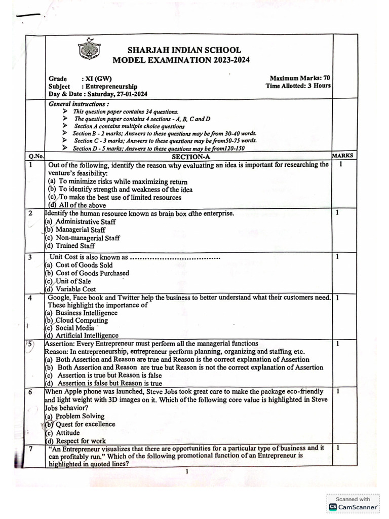 Entrepreneurship Model and Annual Paper | PDF