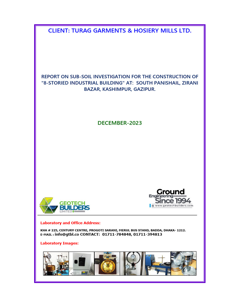 Sub-Soil Investigation for Turag Garments | PDF | Geotechnical ...