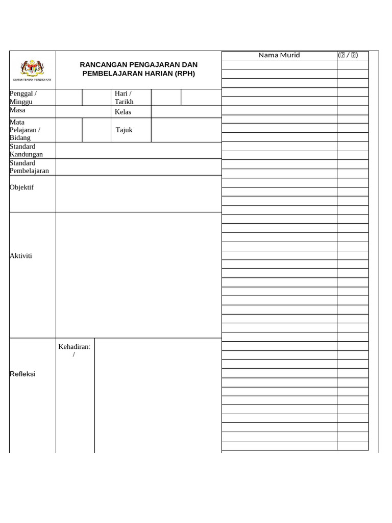 Template RPH Ska (Dengan Nama) | PDF