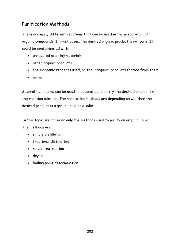 Organic Liquid Purification Techniques | PDF | Distillation | Boiling