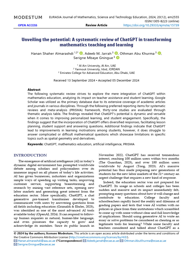 Unveiling The Potential - A Systematic Review of ChatGPT in ...