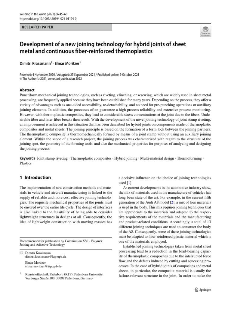 Hybrid Joining of Thermoplastic Composites | PDF | Composite Material ...