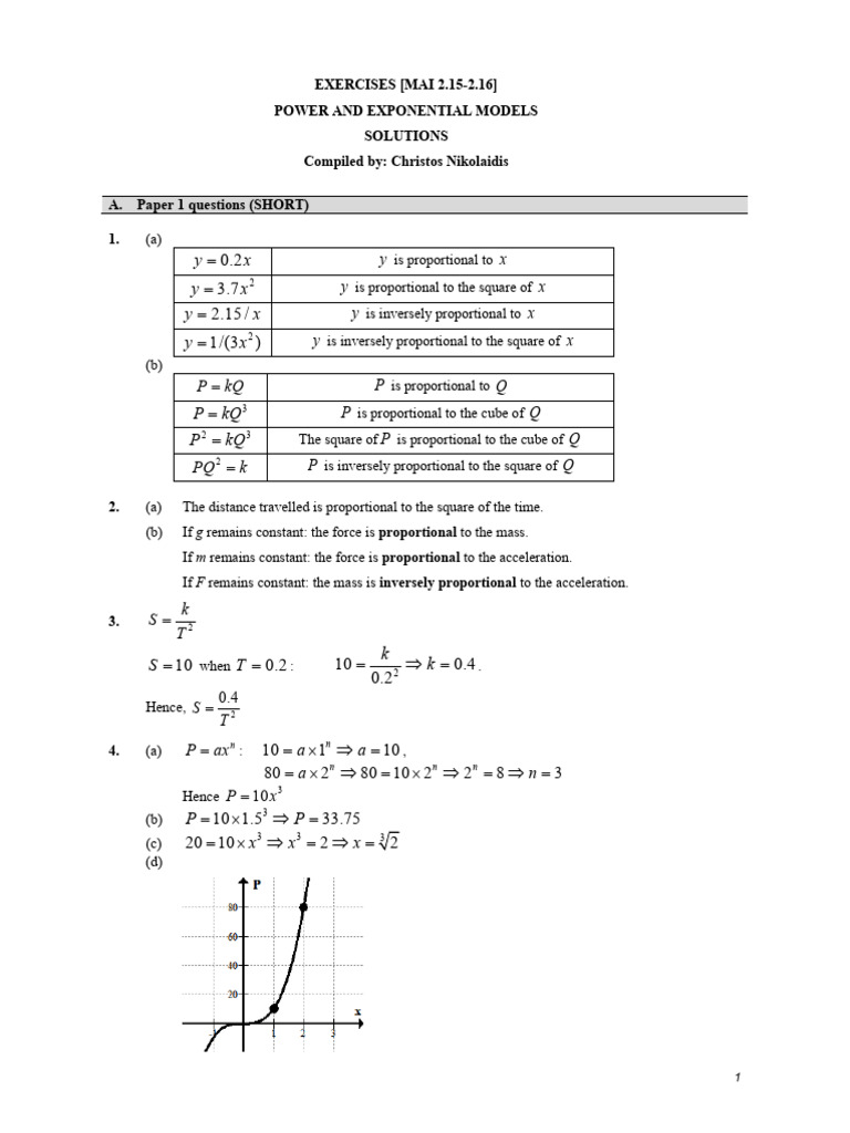 (Mai 2.15-2.16) Power and Exponential Models - Solutions | PDF ...