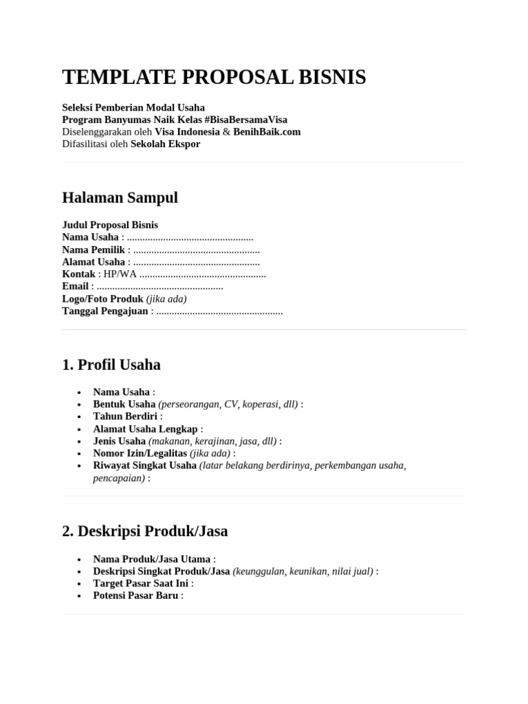 Template Proposal Bisnis Lengkap | PDF