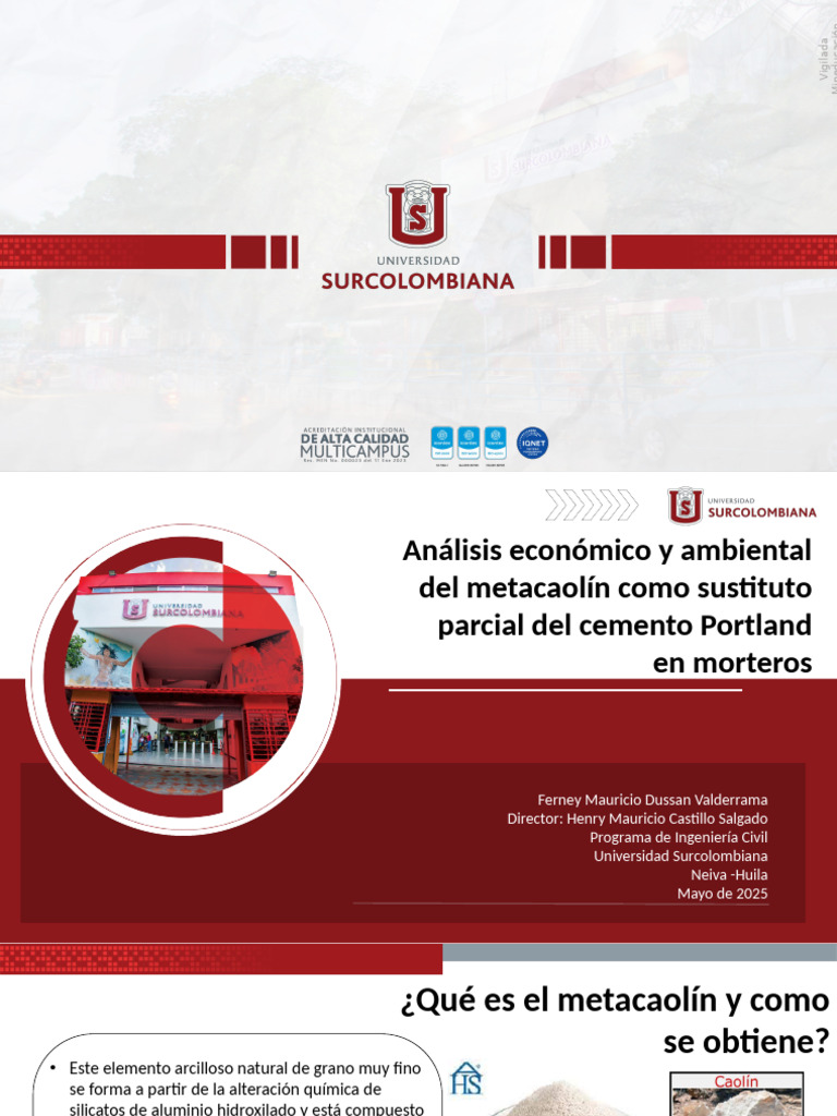Metacaolín como Sustituto del Cemento | PDF | Cemento | Evaluación del ...