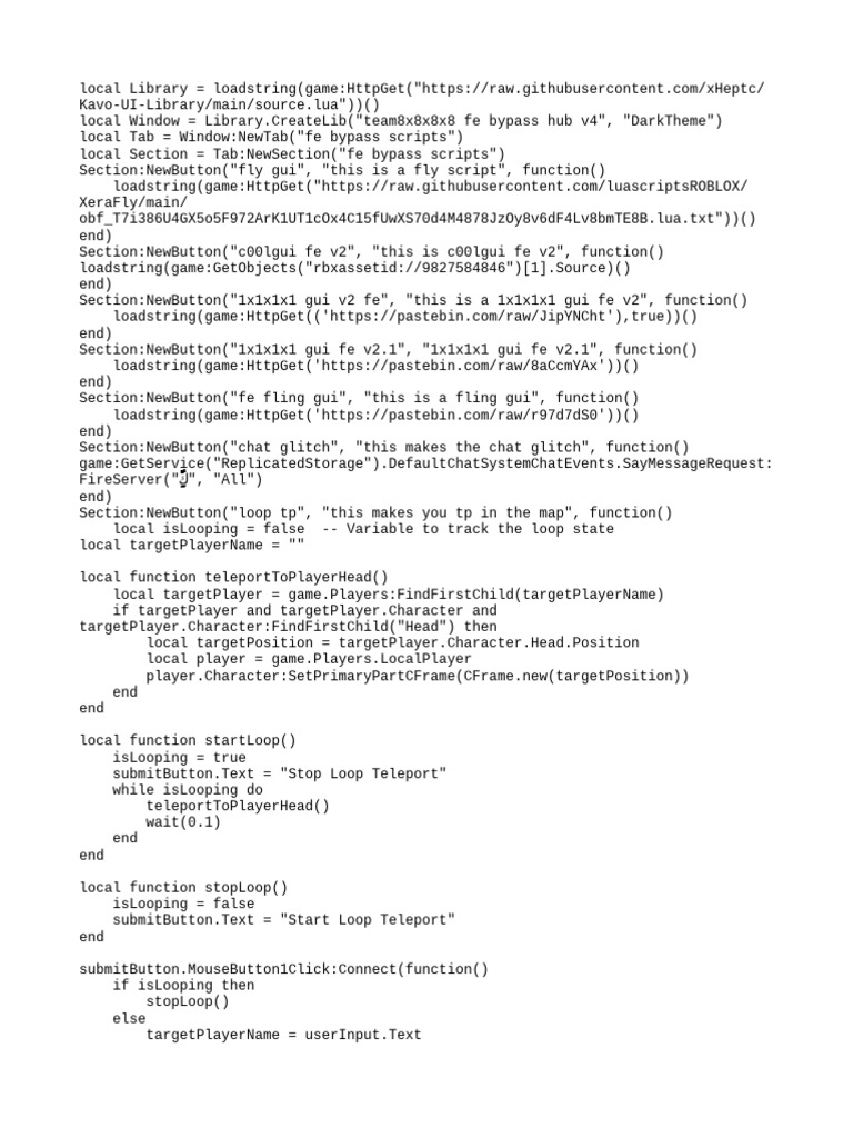 FE Bypass Hub v4 Scripts for Roblox | PDF | Computer Programming ...
