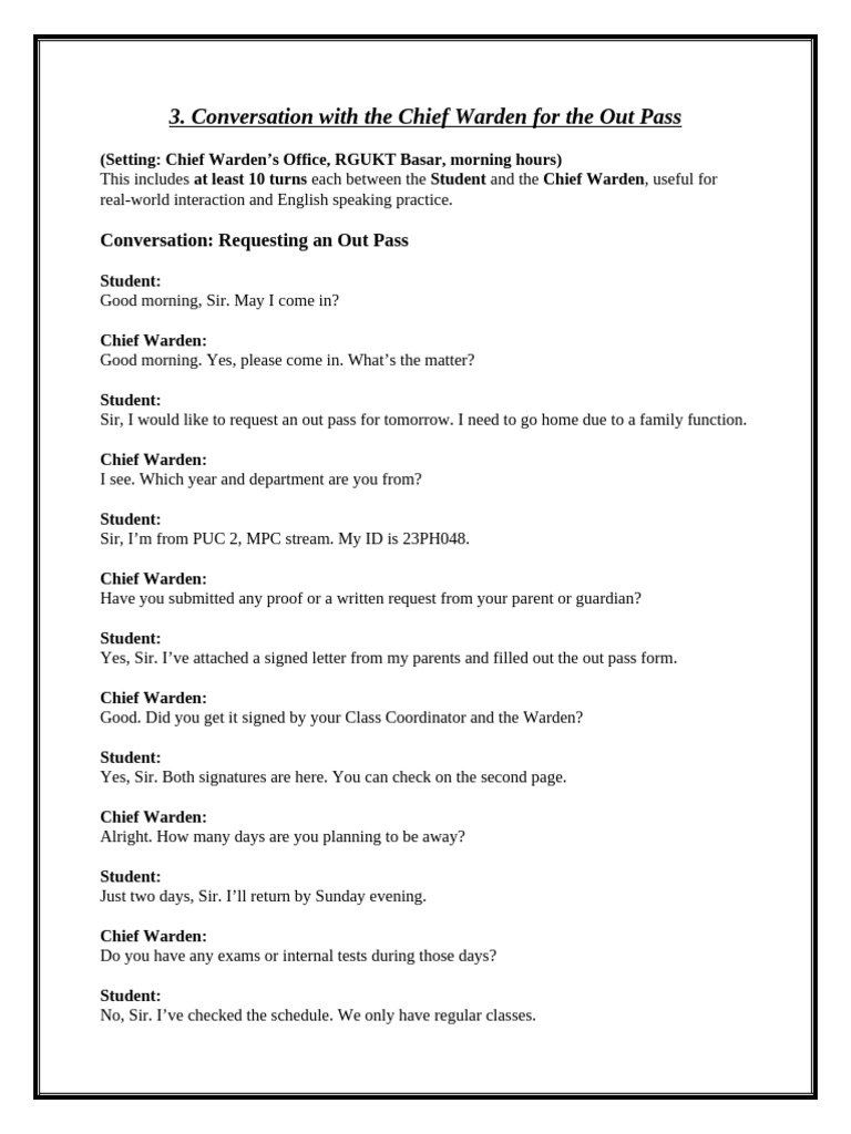 Out Pass Request Process for Students | PDF