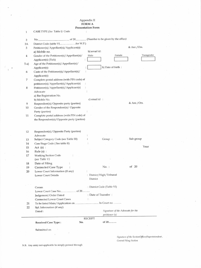 16-Apr Form A Appellate Side | PDF