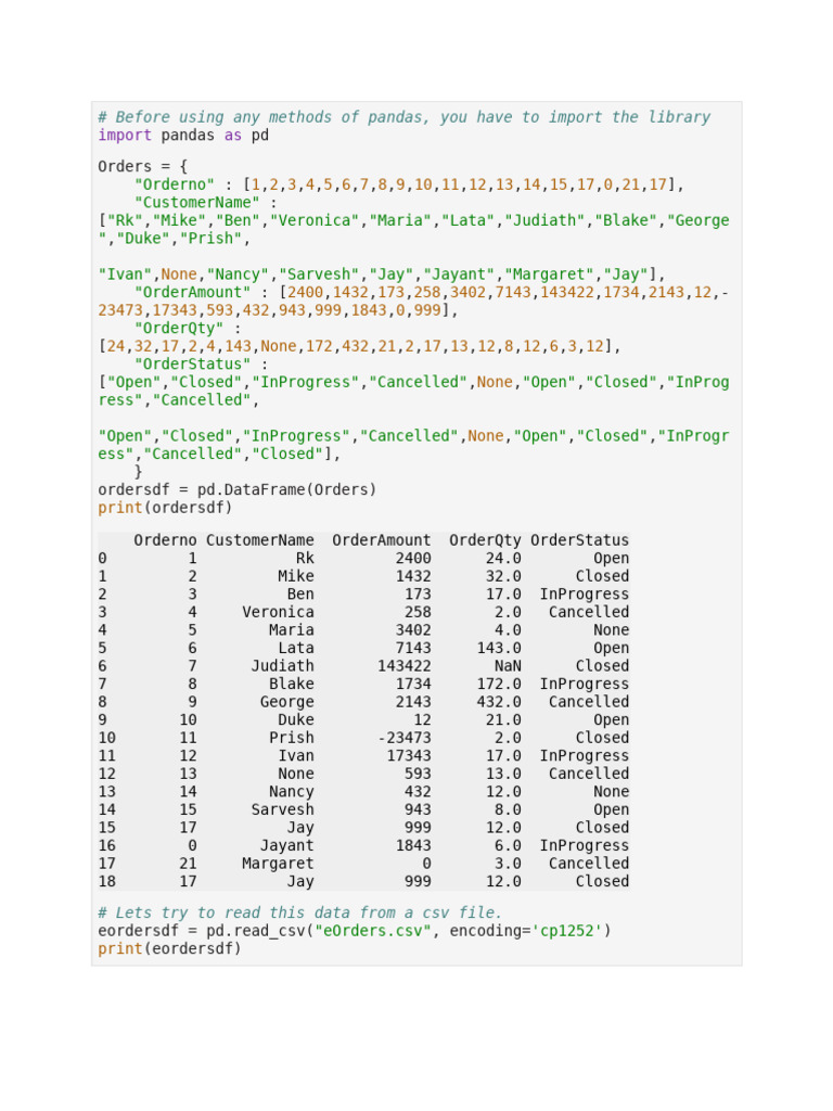 Pandas DataFrame Operations Guide | PDF | Office Equipment | Office Work