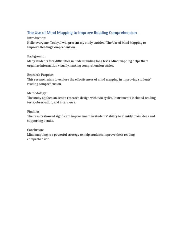 Mind Mapping for Better Reading Comprehension | PDF