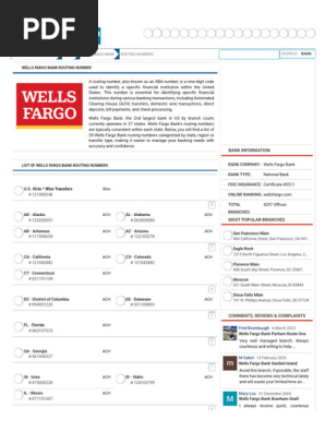 Wells Fargo Routing Numbers by State | PDF | Banks