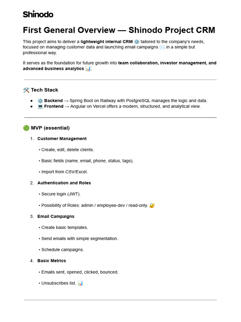 First General Overview - Shinodo Project CRM | PDF | Customer ...