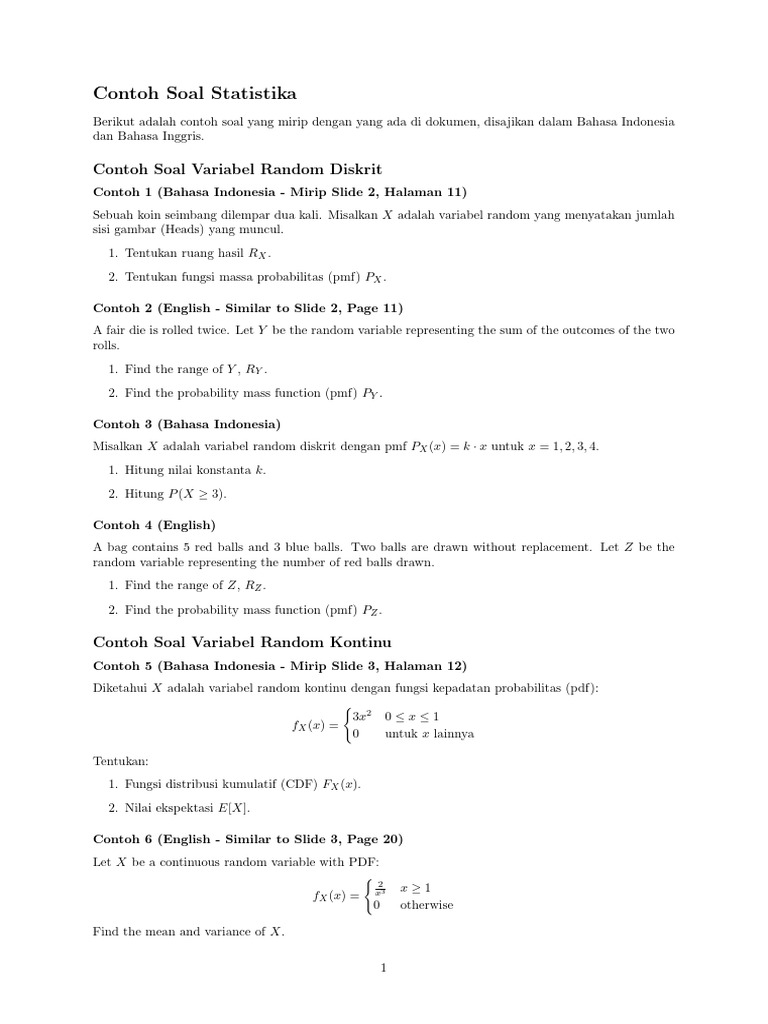 Contoh Soal Statistika Variabel Random | PDF