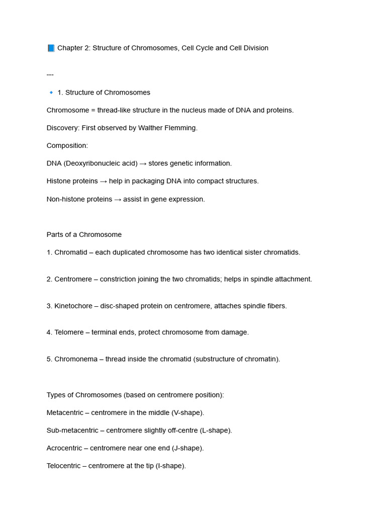 Chromosomes, Cell Cycle, and Division | PDF | Meiosis | Mitosis