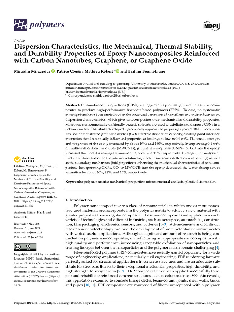 Epoxy Nanocomposites with Carbon Nanotubes | PDF | Nanocomposite ...